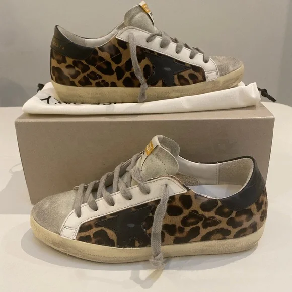 Golden Goose Superstar Sneaker in Leopard/Black Leather sz 37 New in Box - Picture 5 of 11
